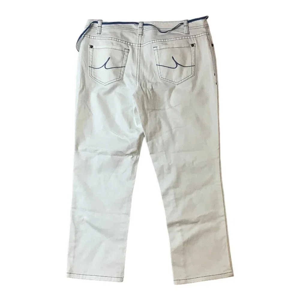 INC Denim Slim Fit Skinny Leg Low-Rise White Capri Jeans Womens Size 8 Stretch